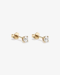 Stud Earrings with White Created Sapphire in 10kt Yellow Gold
