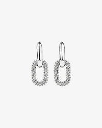 Paperclip Drop Huggie Earrings in Sterling Silver