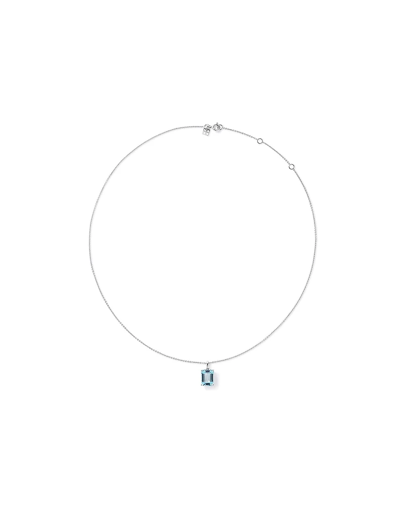 Emerald Cut Sky Blue Topaz Pendant with Chain in Sterling Silver