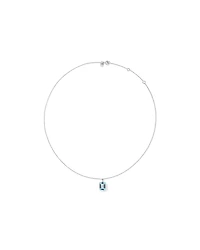 Emerald Cut Sky Blue Topaz Pendant with Chain in Sterling Silver