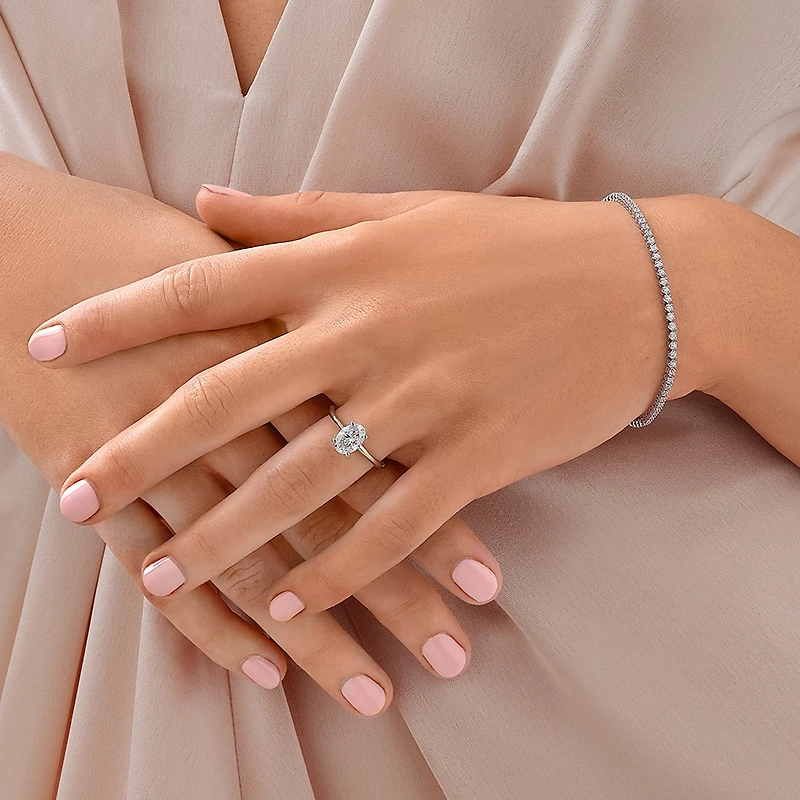 0.90 Carat TW Laboratory-Grown Diamond Tennis Bracelet 10kt Yellow Gold