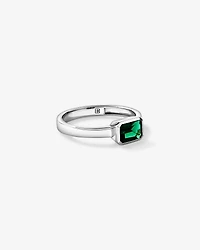 Created Emerald Bezel Ring 10kt White Gold