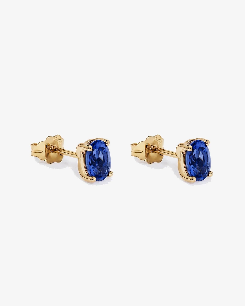 Boucles d'oreilles puces ovales Saphir en or jaune 10 ct