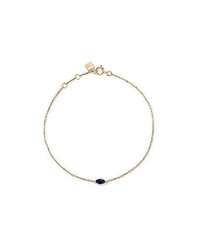 East West Marquise-Cut Created Sapphire Bracelet in 10kt Yellow Gold