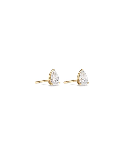 1.00 Carat TW Pear Cut Laboratory-Grown Diamond Solitaire Stud Earrings in 10kt Yellow Gold