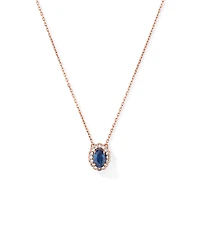 Australian Sapphire & 0.09 Carat TW Diamond Halo Necklace in 10kt White Gold