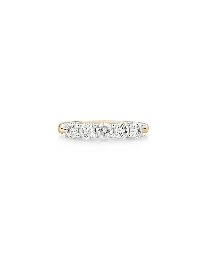 Evermore 5 Stone Wedding Band with 1 Carat TW of Diamonds in 14kt Yellow/White Gold