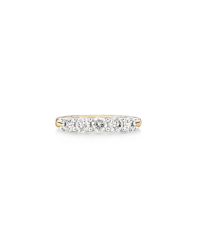 Alliance à cinq pierres Evermore en or blanc et jaune 14 K avec diamants totalisant 1 ct