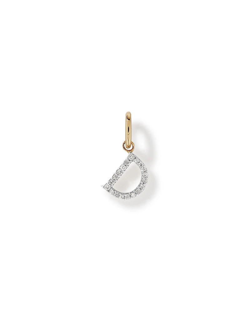 Diamond Letter D Initial Pendant in 10kt Yellow Gold