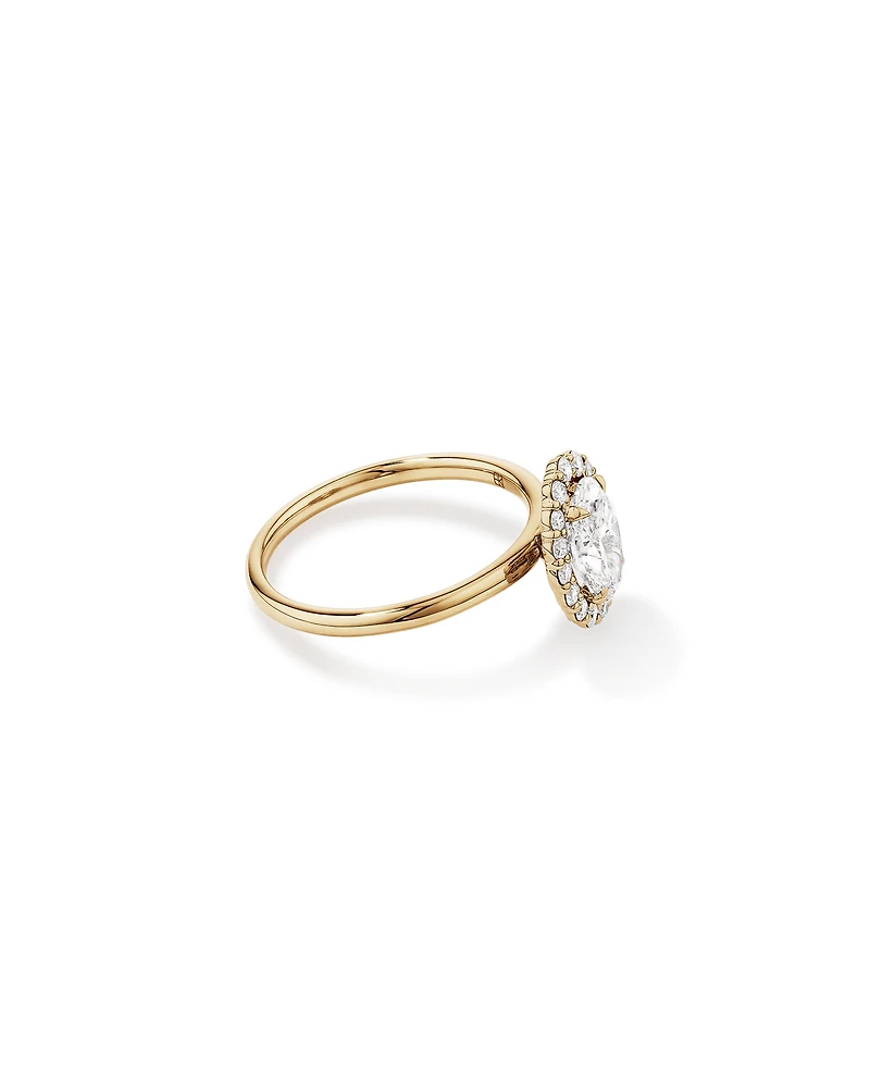 1.46 Carat TW Oval Cut Laboratory-Grown Diamond Halo Engagement Ring in 14kt Yellow Gold