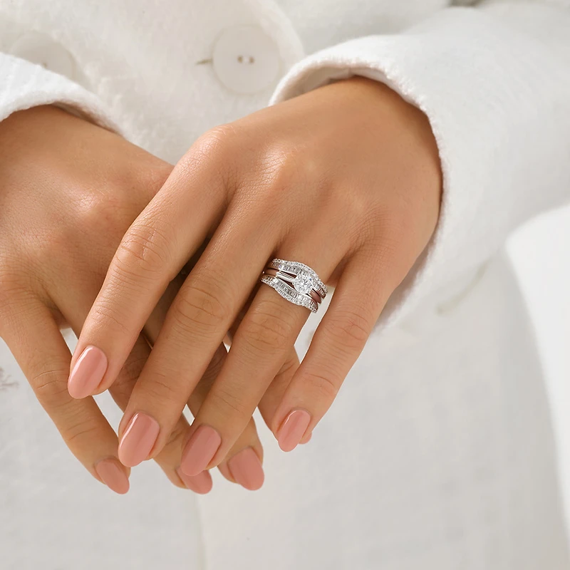 Enhancer Ring with 3/4 Carat TW of Diamonds in 14kt White Gold