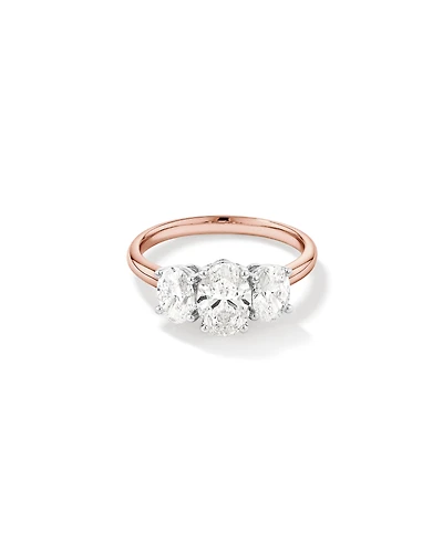 2 Carat Three Stone Oval Laboratory-Grown Diamond Engagement Ring 14kt Rose and White Gold