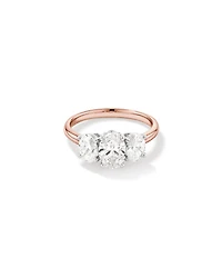 2 Carat Three Stone Oval Laboratory-Grown Diamond Engagement Ring 14kt Rose and White Gold