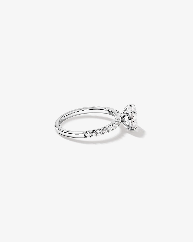 1.81 Carat TW Round Brilliant Lab-Grown Diamond Side Accent Engagement Ring 14kt White Gold