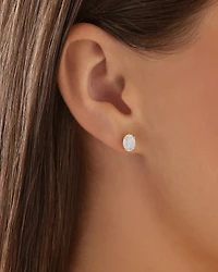 Australian Opal Oval Stud Earrings in 10kt Yellow Gold