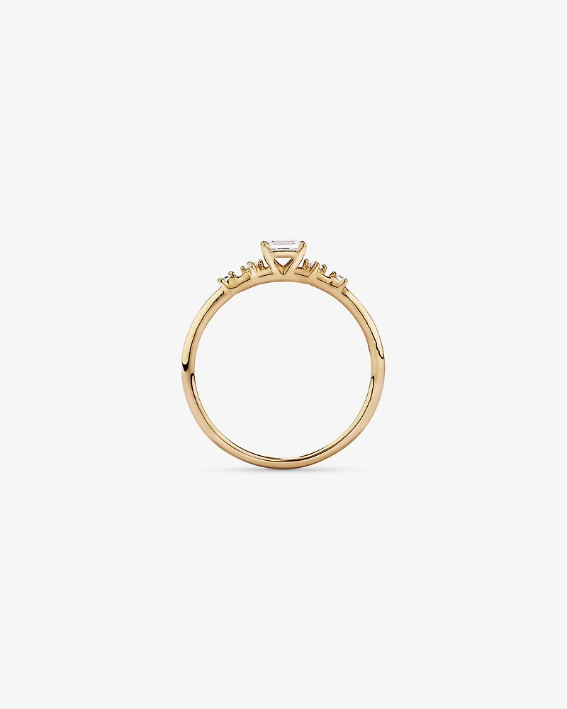 0.20 Carat TW Emerald Cut and Round Brilliant Laboratory-Grown Diamond Promise Ring 10kt Gold