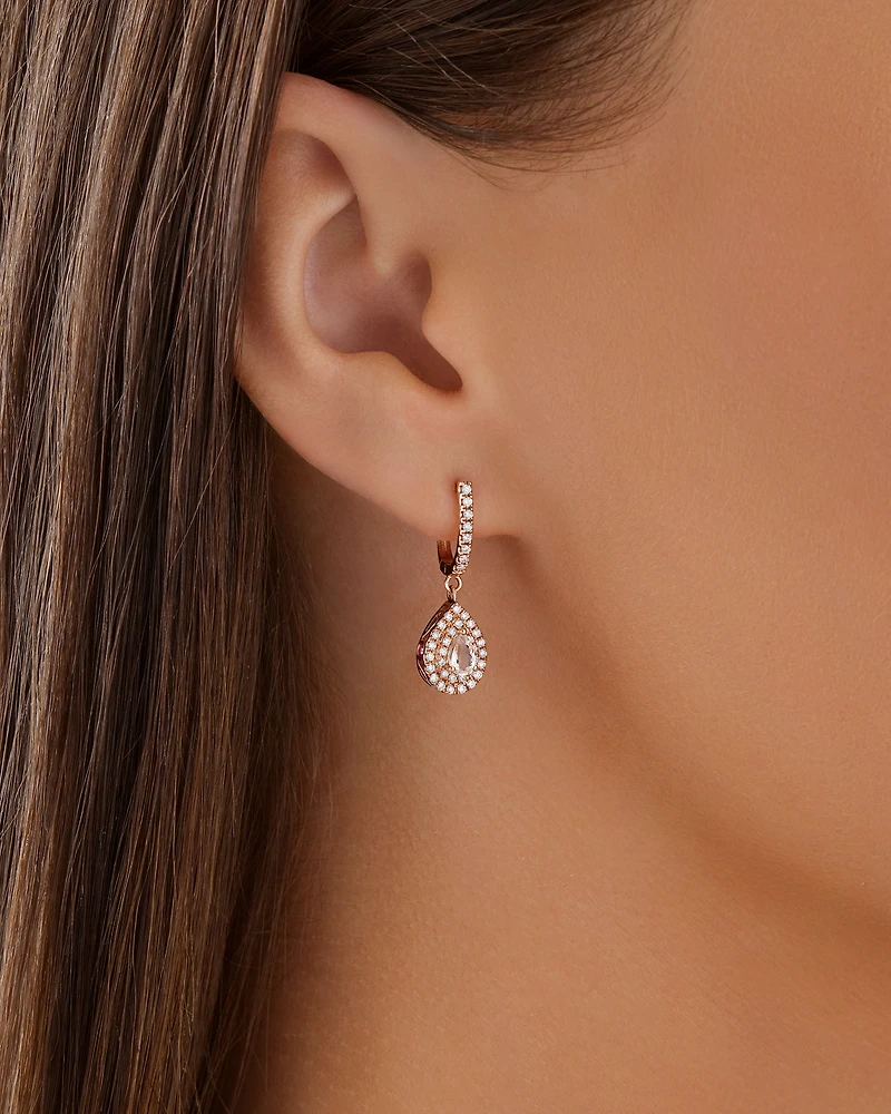 Sir Michael Hill Designer Drop Earrings with Morganite & 0.38 Carat TW of Diamonds in 10kt Rose Gold