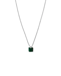 Collier avec Pendentif Carré en Malachite en Argent Sterling