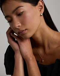 Collier Pendentif Halo En Forme De Cœur Avec Zircon Cubique En Argent Sterling