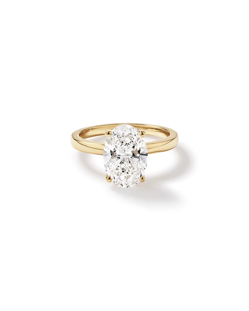 3.10 Carat TW Oval Cut Laboratory-Grown Diamond Solitaire Ring in 18kt Yellow Gold