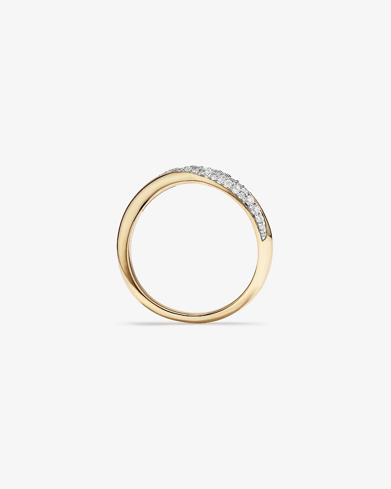 Carat TW Diamond Stardust Wave Ring 10kt Yellow Gold