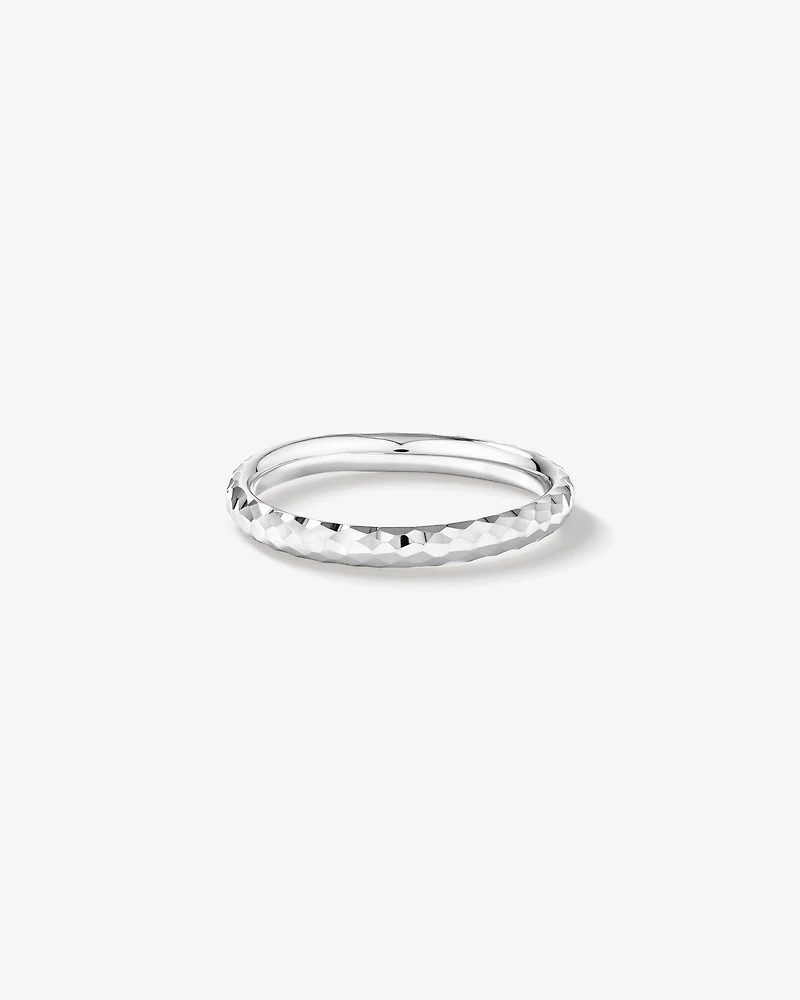 Hammered Finish Ring 10kt White Gold