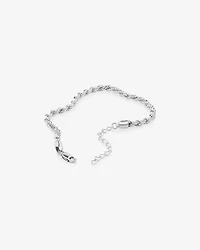 Bracelet à chaîne cordelette en argent sterling de 24 cm, largeur de 4 à 4,5 mm