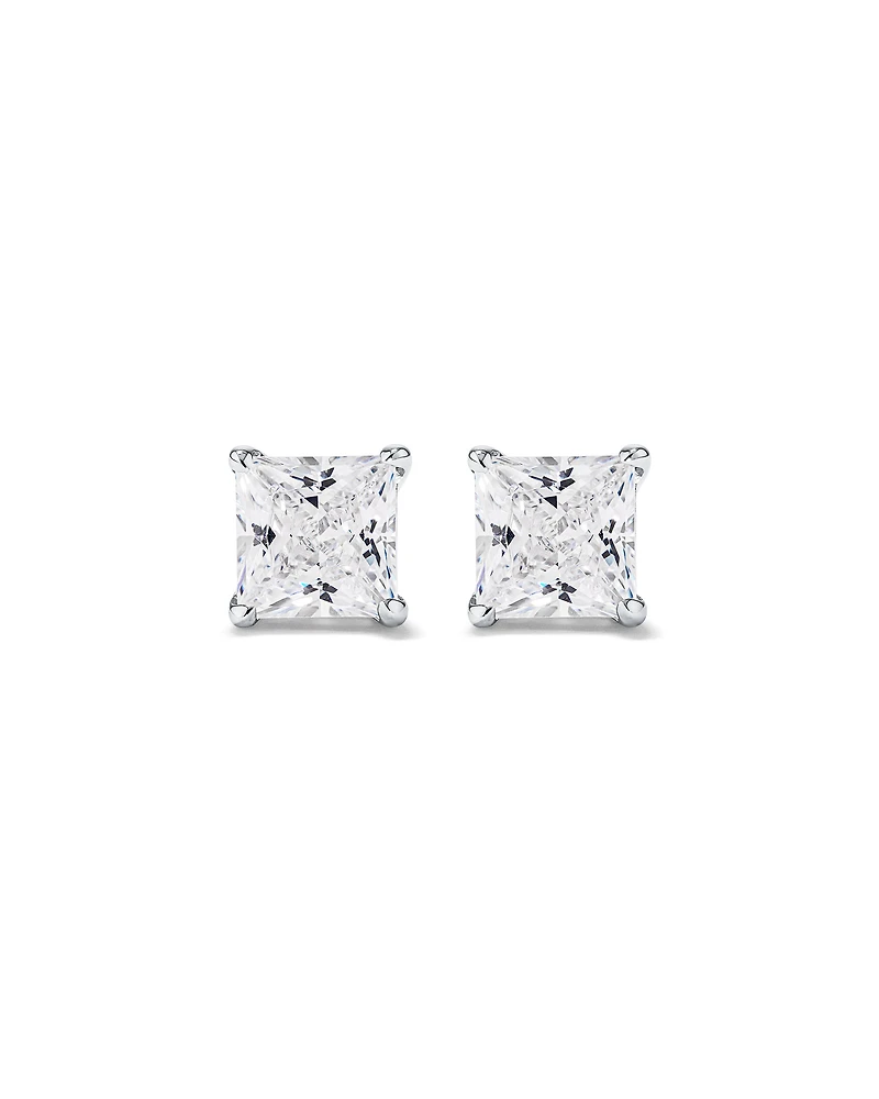 7mm Princess Cubic Zirconia Stud Earrings in Sterling Silver