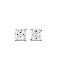 7mm Princess Cubic Zirconia Stud Earrings in Sterling Silver