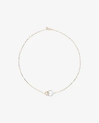 Collier à maillons doubles cercles deux tons avec finition martelée en or blanc et jaune 10 kt