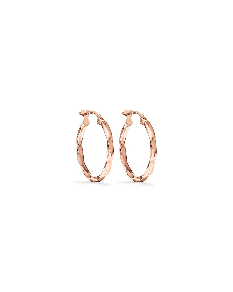 15mm Square Twist Hoop Earrings 10kt White Gold