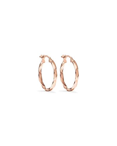 15mm Square Twist Hoop Earrings 10kt White Gold