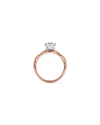 Bague de fiançailles torsadée en or rose et blanc 14 carats, sertie d'un diamant ovale 2,10 carats cultivé laboratoire