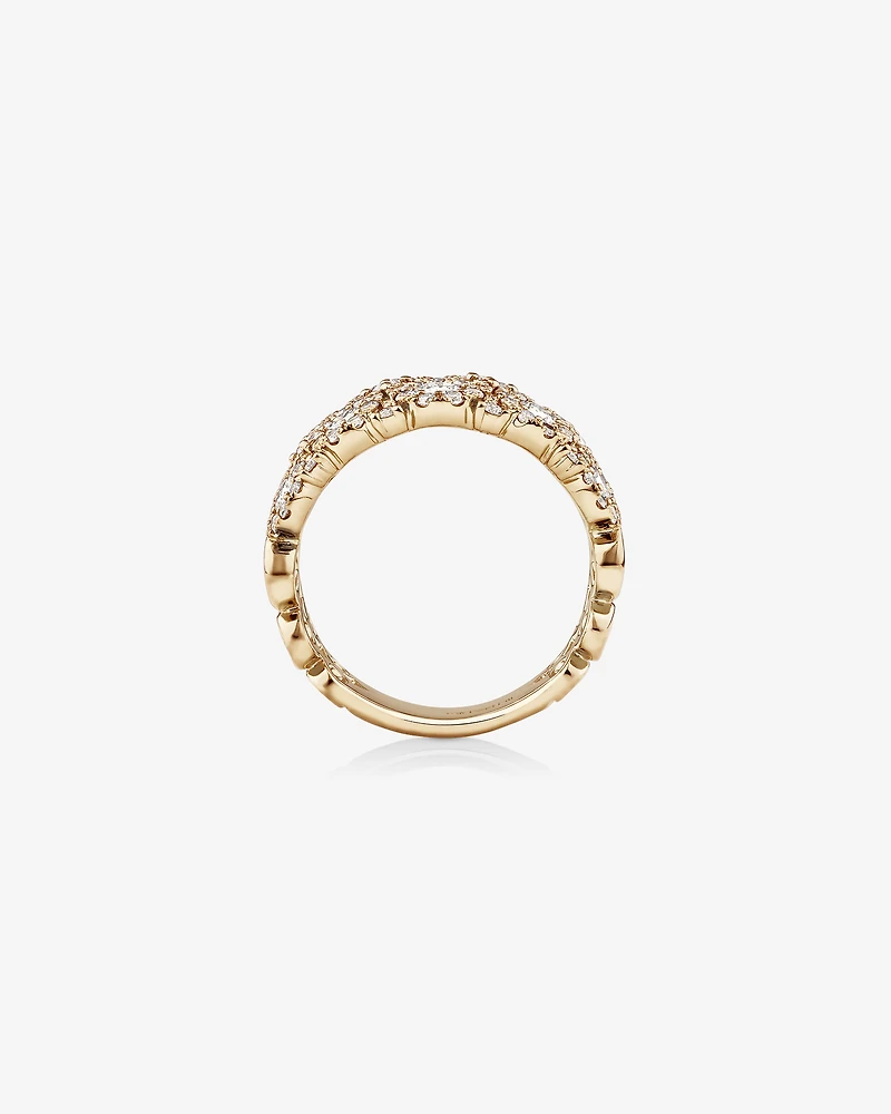 Bague à bulles à 2 rangs en or jaune 14 K avec diamants totalisant 2 ct