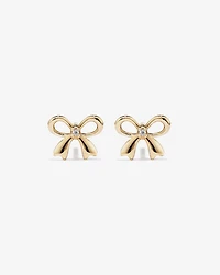 Cubic Zirconia Bow Stud Earrings in 10kt Yellow Gold
