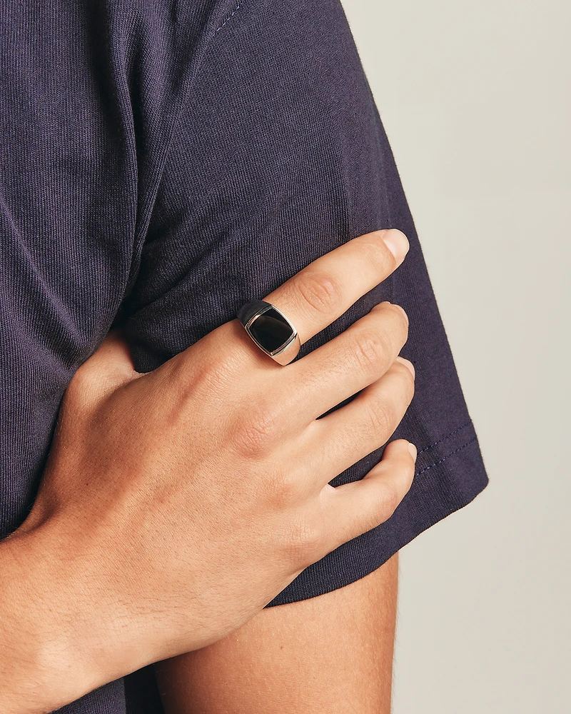 Bague en argent sterling avec onyx noir