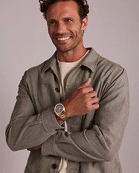 Montre chronographe solaire en acier inoxydable doré avec diamants totalisant 0,50 ct pour homme