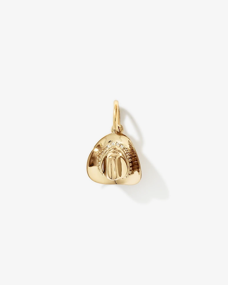 Pendentif chapeau de cowboy en Vermeil 18 carats avec zirconie cubique