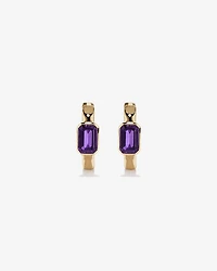 Amethyst Bezel Huggie Earrings in 10kt Yellow Gold
