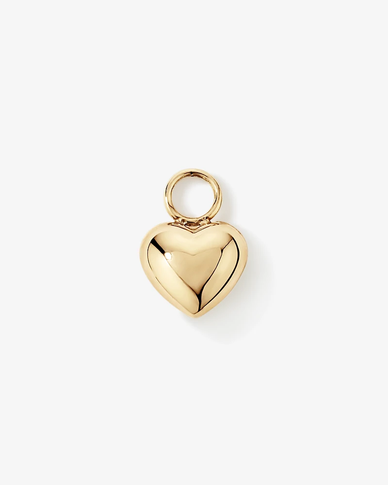 Puff Heart Single Earring Charm in 10kt Yellow Gold