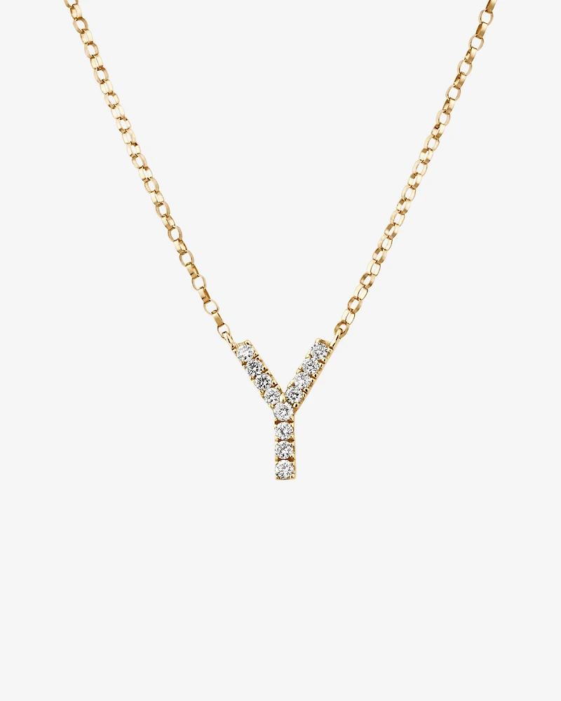 "Y" Initial Necklace with 0.10 Carat TW of Diamonds in 10kt Yellow Gold