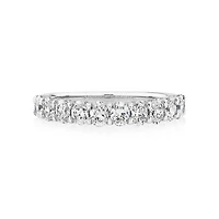 Alliance à 10 pierres en or blanc 14 K avec diamants totalisant 0,90 ct
