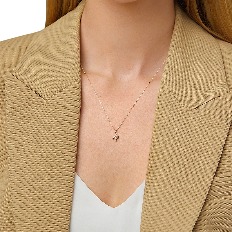 R Initial Pendant in 10kt Yellow Gold