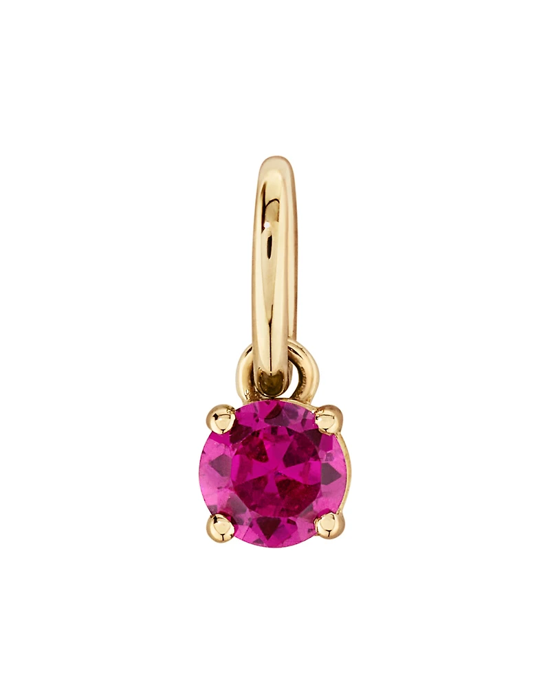 Created Round Red Ruby Birthstone Pendant in 10kt Yellow Gold