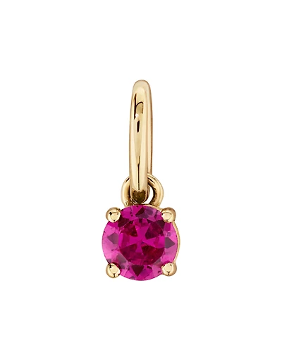 Created Round Red Ruby Birthstone Pendant in 10kt Yellow Gold