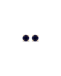 Stud Earrings with Blue Created Sapphire  in 10kt Yellow Gold