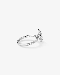 Bague de fiançailles TW taillée en poire 1,82 carat diamant halo cultivé laboratoire or blanc 14 carats