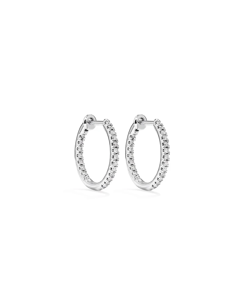 Hoop Earrings With 0.25 Carat TW Of Diamonds 10kt White Gold