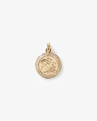 Pendentif médaillon Full Sovereign avec diamants totalisant 0,33 carat en or jaune 10kt et 22kt