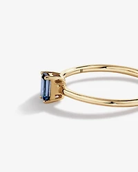 Pear-Cut White Sapphire and Emerald-Cut London Blue Topaz Toi Et Moi Ring in 10kt Yellow Gold